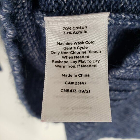 Talbots Marled Crew Neck Sweater XSP Cotton Blend Pullover Navy Blue - Picture 9 of 9